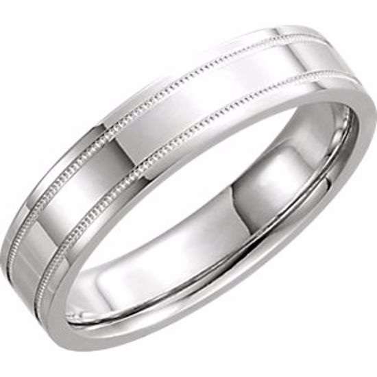 51536:151:P 14kt White 5mm Flat Comfort Fit Milgrain Band Size 10.5