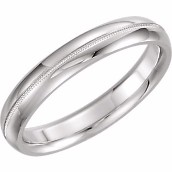 51539:143:P 14kt White 4mm Comfort Fit Milgrain Band Size 11.5