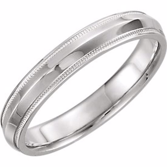 51540:132:P 14kt White 4mm Knife Edge Comfort Fit Milgrain Band Size 6