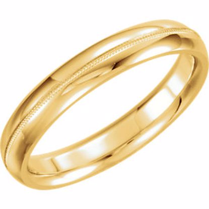 51539:150:P 14kt Yellow 4mm Comfort Fit Milgrain Band Size 7.5