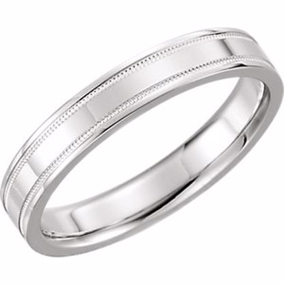 51536:110:P 14kt White 4mm Flat Comfort Fit Milgrain Band Size 5