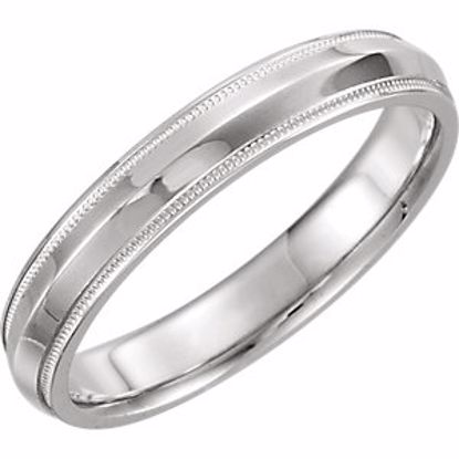 51540:133:P 14kt White 4mm Knife Edge Comfort Fit Milgrain Band Size 6.5