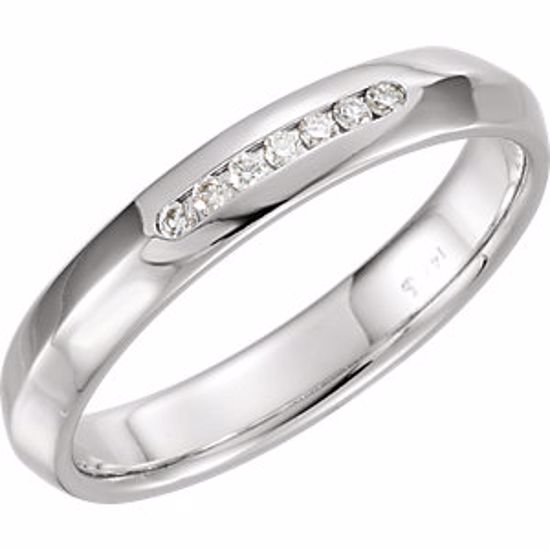 122720:6000:P 14kt White 1/10 CTW Diamond Knife Edge Comfort Fit 4mm Band Size 5