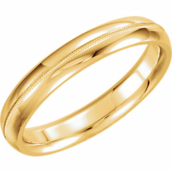 51539:148:P 14kt Yellow 4mm Comfort Fit Milgrain Band Size 6.5