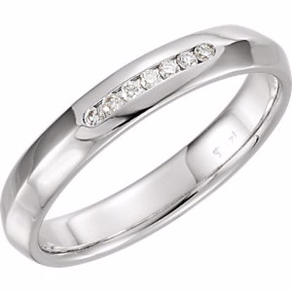 122720:6007:P 14kt White 1/10 CTW Diamond Knife Edge Comfort Fit 4mm Band Size 8.5