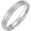 51538:112:P 14kt White 4mm Flat Edge Comfort Fit Milgrain Satin Finish Band Size 11