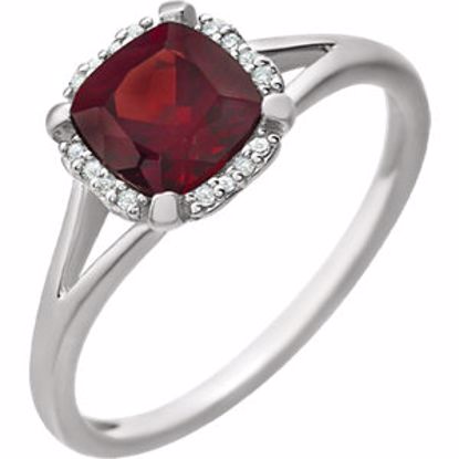 651952:60001:P 14kt White Mozambique Garnet & .05 CTW Diamond Ring