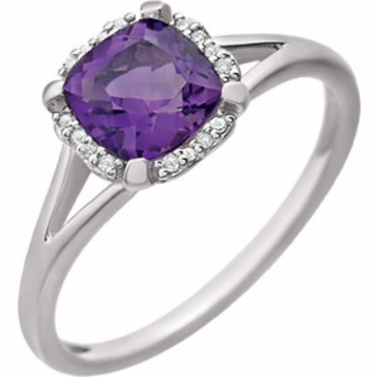 651952:60002:P 14kt White Amethyst & .05 CTW Diamond Ring