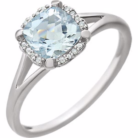 651952:60003:P 14kt White Aquamarine & .05 CTW Diamond Ring