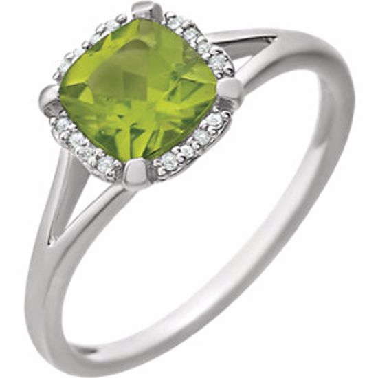 651952:60008:P 14kt White Peridot & .05 CTW Diamond Ring