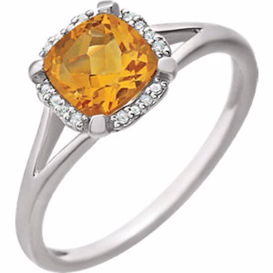 651952:60011:P 14kt White Citrine & .05 CTW Diamond Ring