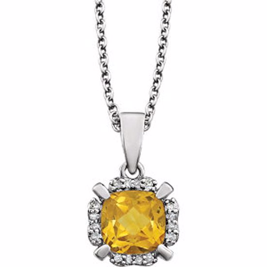 651953:60011:P 14kt White Citrine & .05 CTW Diamond 18" Necklace