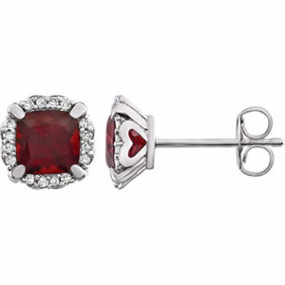 651954:60001:P 14kt White Mozambique Garnet & 1/10 CTW Diamond Earrings