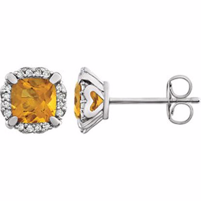 651954:60011:P 14kt White Citrine & 1/10 CTW Diamond Earrings