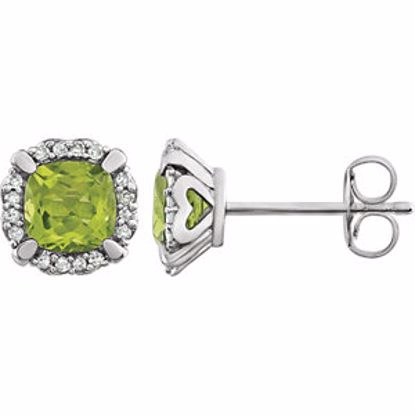 651954:60008:P 14kt White Peridot & 1/10 CTW Diamond Earrings