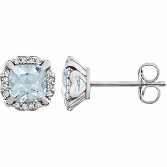 651954:60003:P 14kt White Aquamarine & 1/10 CTW Diamond Earrings