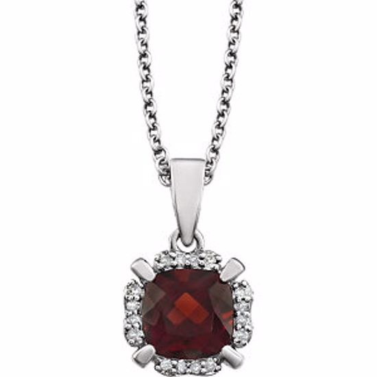 651953:60001:P 14kt White Mozambique Garnet & .05 CTW Diamond 18" Necklace