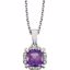 651953:60002:P 14kt White Amethyst & .05 CTW Diamond 18" Necklace