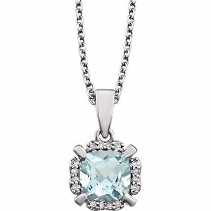 651953:60003:P 14kt White Aquamarine & .05 CTW Diamond 18" Necklace