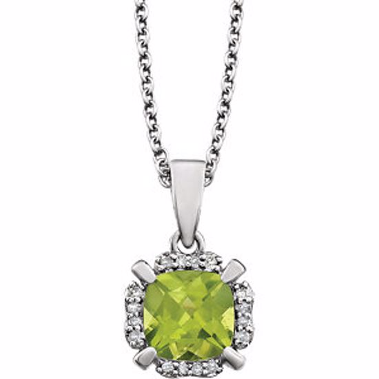 651953:60008:P 14kt White Peridot & .05 CTW Diamond 18" Necklace