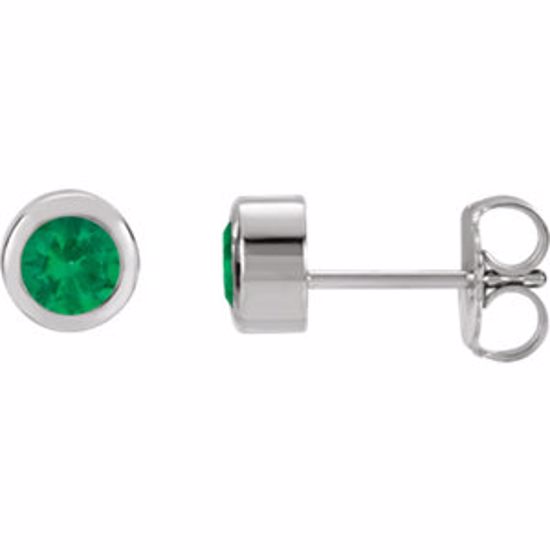 61086:60029:P 14kt White Chatham® Created Emerald Earrings