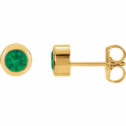 61086:60030:P 14kt Yellow Chatham® Created Emerald Earrings