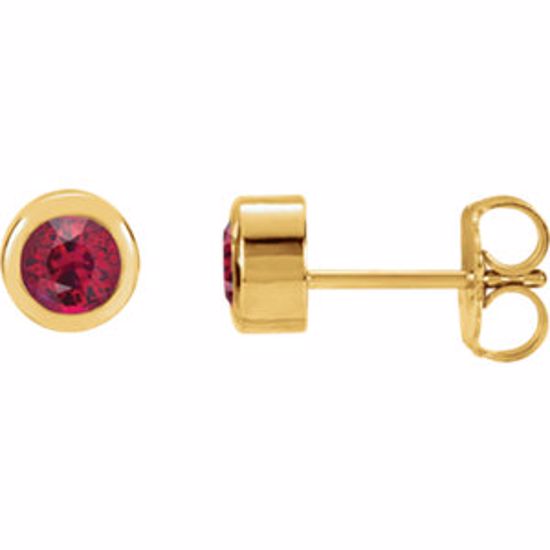 61086:60026:P 14kt Yellow Chatham® Created Ruby Earrings