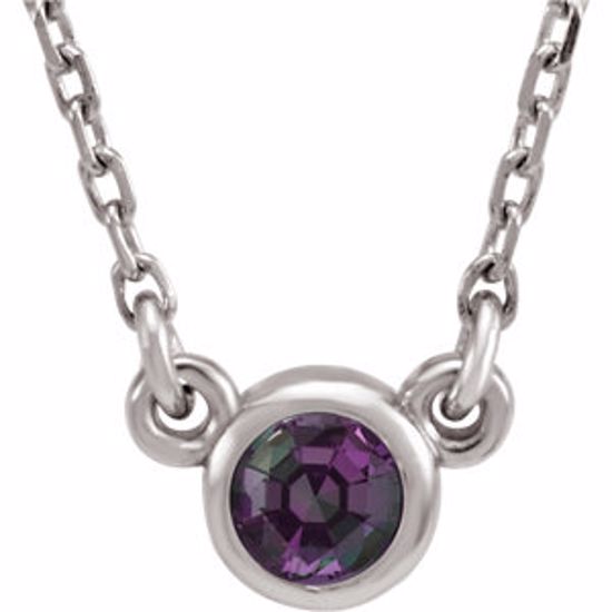 61134:60037:P 14kt White Chatham® Created Alexandrite 16" Necklace