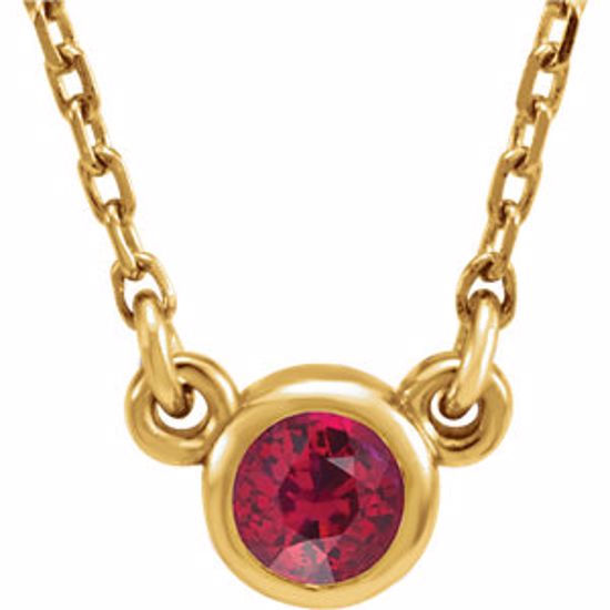 61134:60034:P 14kt Yellow Chatham® Created Ruby 16" Necklace