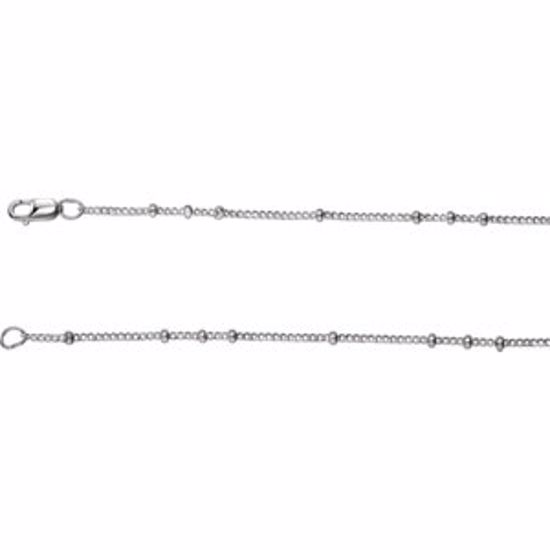 651962:60000:P Sterling Silver Beaded Curb 18" Chain