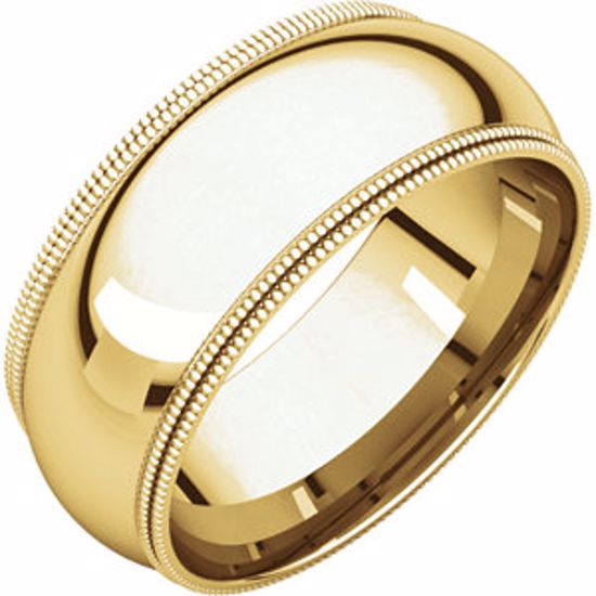 DMGR14:100:P 10kt Yellow 8mm Double Milgrain Comfort Fit Band