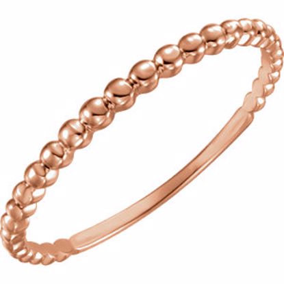 651924:60002:P 14kt Rose Beaded Stackable Ring Size 7