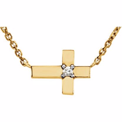 651936:60000:P 14kt Yellow .01 CTW Diamond Cross 18" Necklace 