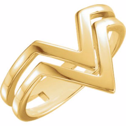 51547:102:P 14kt Yellow Double Row "V" Ring