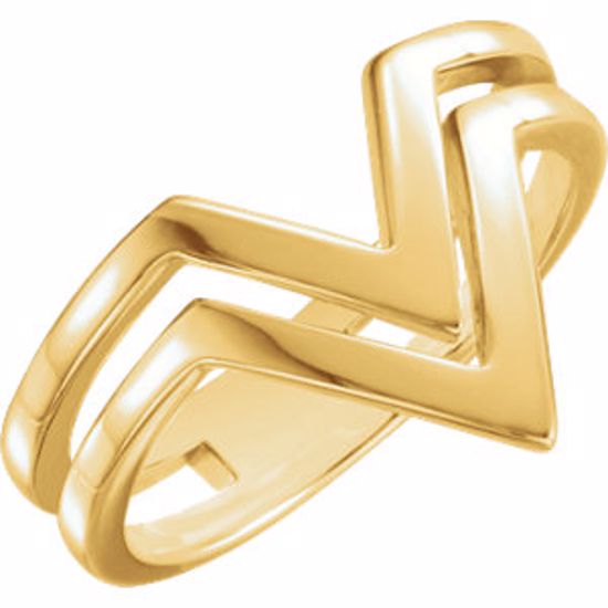 51547:102:P 14kt Yellow Double Row "V" Ring