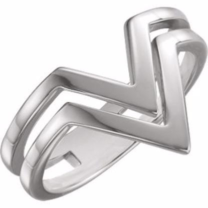 51547:104:P Sterling Silver Double Row "V" Ring