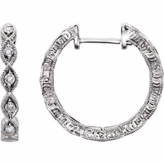 651971:60000:P 14kt White 1/8 CTW Diamond Hoop Earrings 