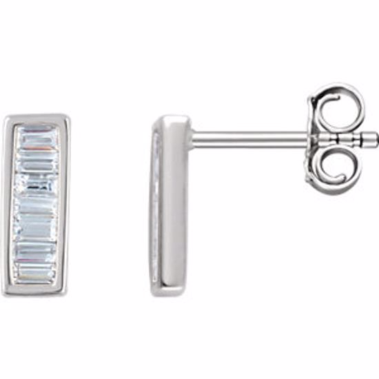 651886:60004:P 14kt White 1/3 CTW Diamond Baguette Bar Earrings