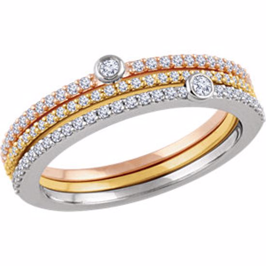 651974:60000:P 14kt White, Yellow & Rose 3/8 CTW Diamond Set of 3 Stackable Rings