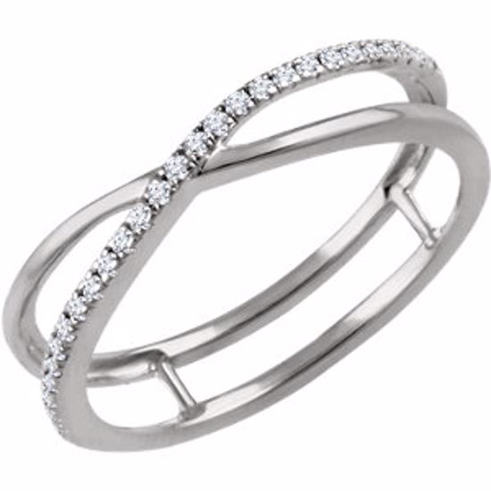 651976:60001:P 14kt White 1/10 CTW Diamond Criss-Cross Ring