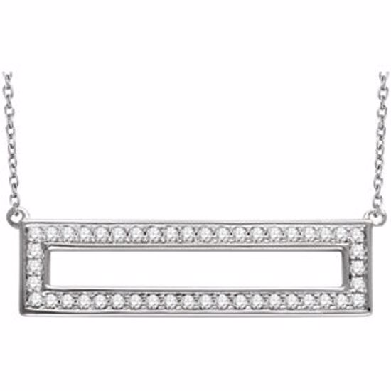 651887:60001:P 14kt White 3/8 CTW Diamond Rectangle 16-18" Necklace 