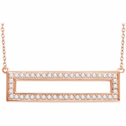 651887:60002:P 14kt Rose 3/8 CTW Diamond Rectangle 16-18" Necklace 