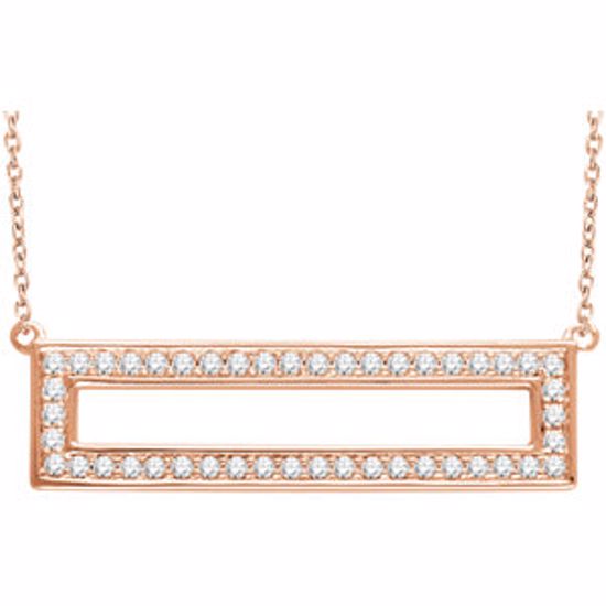 651887:60002:P 14kt Rose 3/8 CTW Diamond Rectangle 16-18" Necklace 