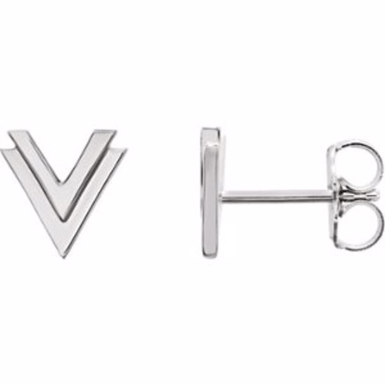 86258:6006:P 14kt White Double "V" Earrings