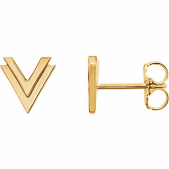 86258:6007:P 14kt Yellow Double "V" Earrings