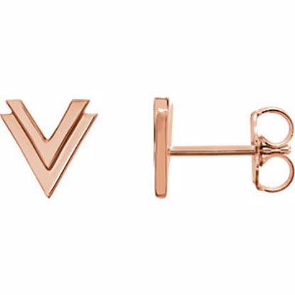 86258:6008:P 14kt Rose Double "V" Earrings