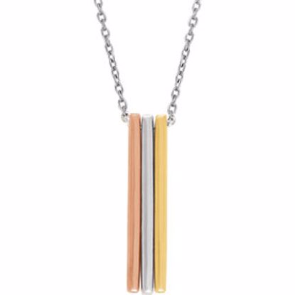 651951:60000:P 14kt White, Rose & Yellow Triple Bar Necklace