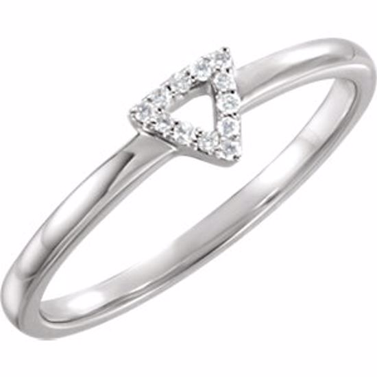 651882:60000:P 14kt White .05 CTW Diamond Triangle Stackable Ring