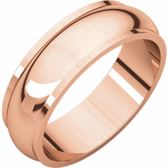 HRE11:100:P 14kt Rose 6mm Hlaf Round Edge Band