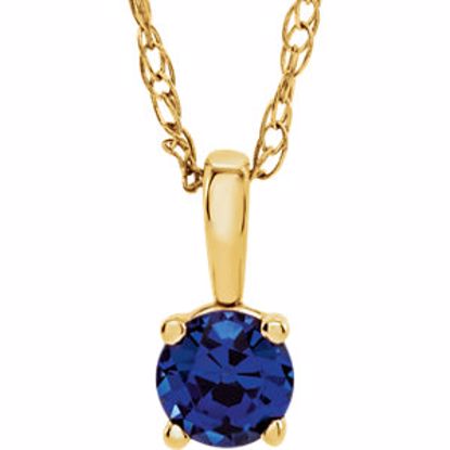 28393:70070:P 14kt Yellow Blue Sapphire "September" Birthstone 14" Necklace